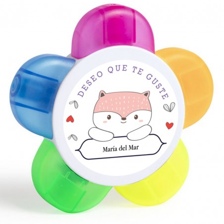 Segnalibro personalizzato con nome dell'ospite su adesivo con dedica