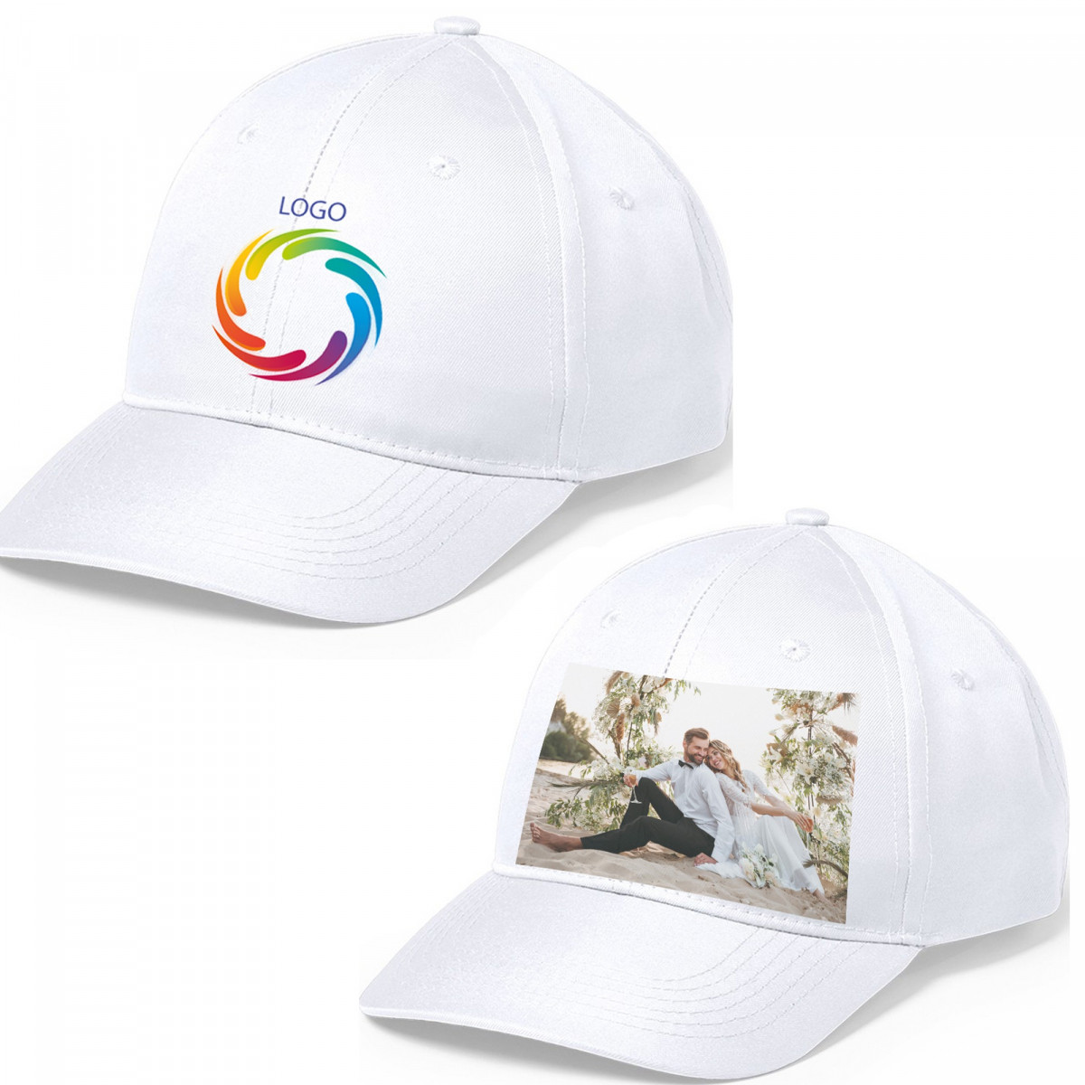 Cappellino personalizzato con logo o foto a colori con testo