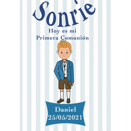 Penna torcia led in busta kraft con adesivo personalizzato bambino comunione