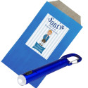 Penna torcia led in busta kraft con adesivo personalizzato bambino comunione