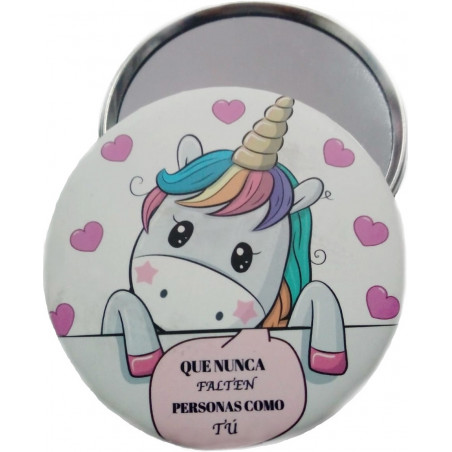 Specchio unicorno con penna rossetto in sacchetto di organza lilla