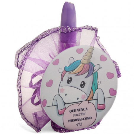 Specchio unicorno con penna rossetto in sacchetto di organza lilla