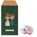 Balsamo per labbra a sfera con busta in carta kraft verde e adesivi personalizzati per matrimonio