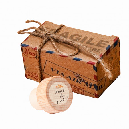 Tappo ermetico per bottiglie di vino con adesivo personalizzato in scatola di cartone chiusa