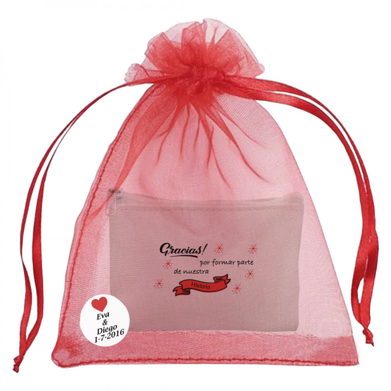 Portamonete Con Tasca Bianca Con Cerniera In Sacchetto Di Organza