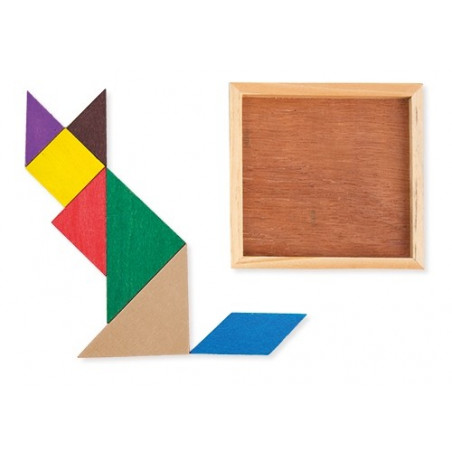 Puzzle tamgram quadrato in scatola di cartone