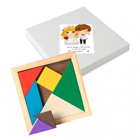 Puzzle tamgram quadrato in scatola di cartone