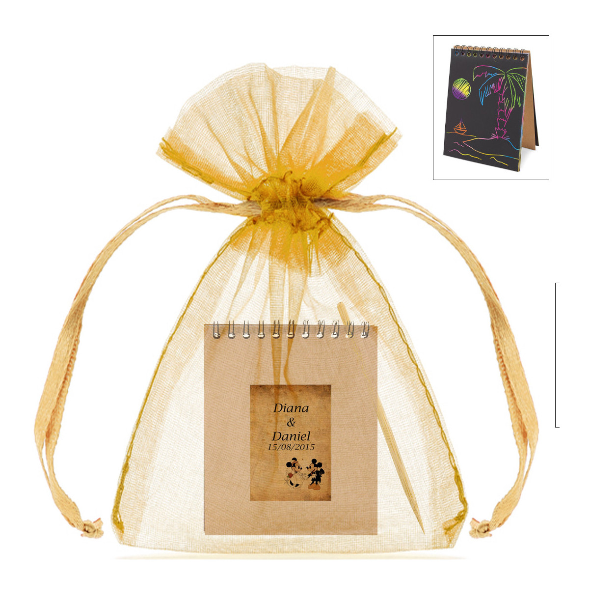 Quaderno di magia nera con pennarello personalizzato e adesivo per matrimonio