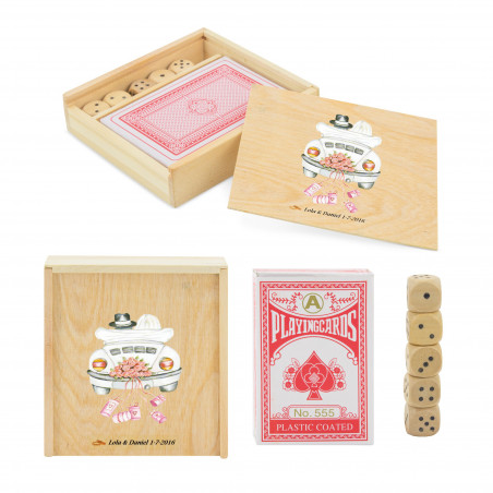 Dadi da gioco da tavolo personalizzati e carte da poker con adesivi per matrimonio