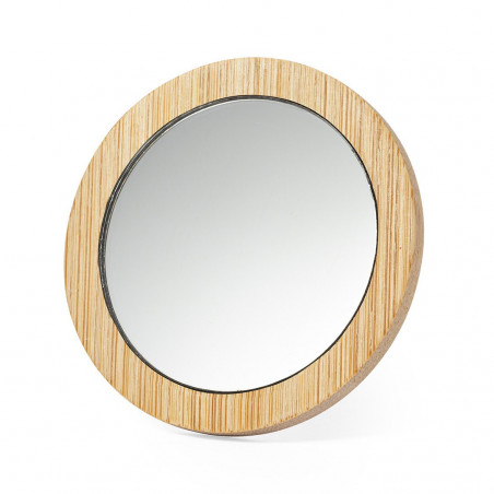 Specchio da borsa in legno personalizzato con adesivi e presentato in busta kraft
