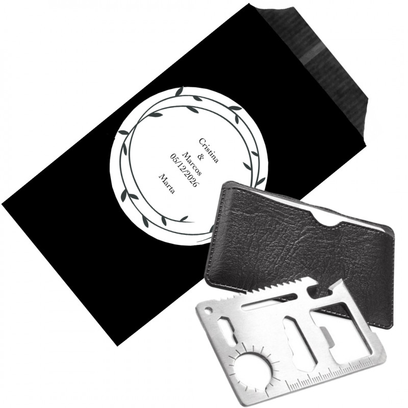 Multi-utensile tascabile personalizzato con fodero nero