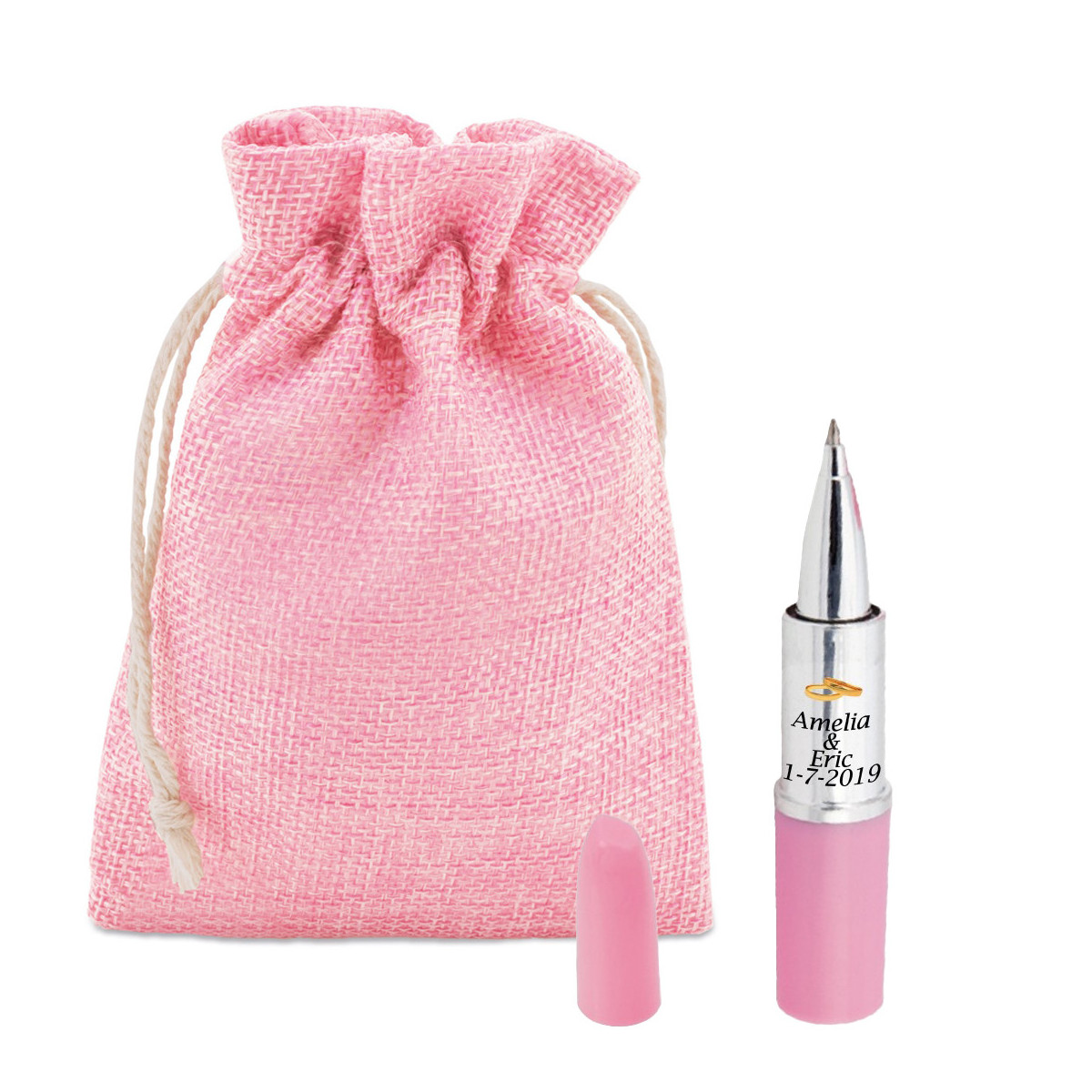 Astuccio portapenne rustico rosa personalizzato