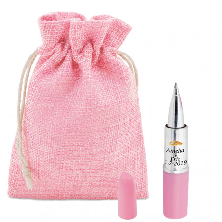 Astuccio portapenne rustico rosa personalizzato
