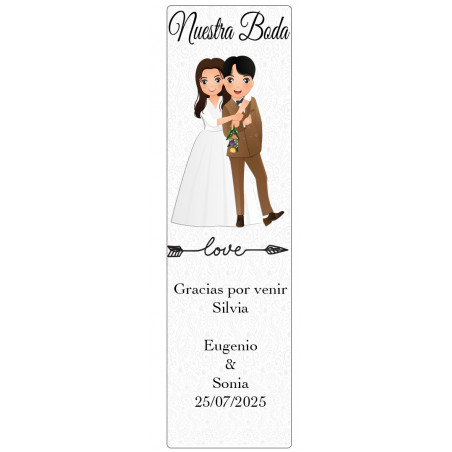 Penna con strumento misuratore presentata in borsa trasparente e segnalibro speciale personalizzato per matrimoni