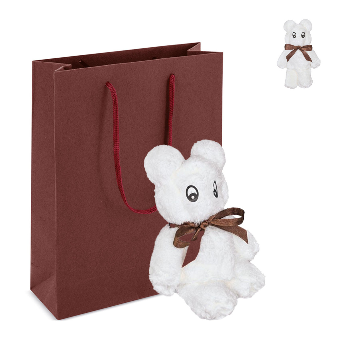 Asciugamano a forma di orso bianco soffice in sacchetto regalo