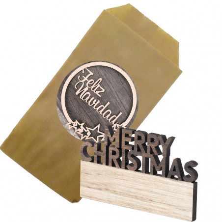 Magnete natalizio con frase natalizia nella busta regalo e adesivo con immagine personalizzata