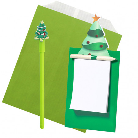 Taccuino magnetico con matita in legno con design natalizio con busta regalo e penna abbinata