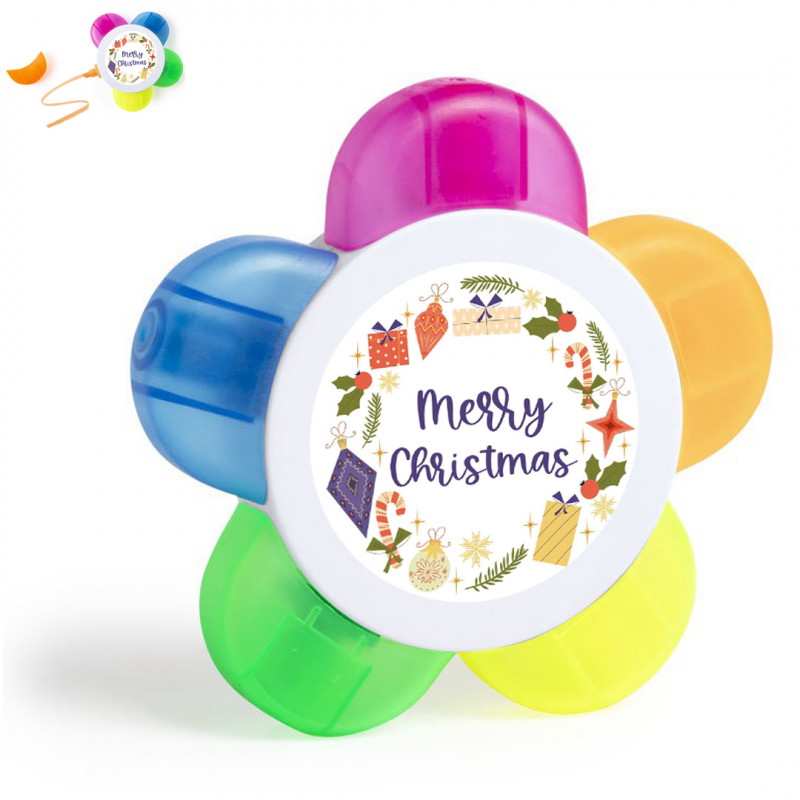 Marcatori fluorescenti per evidenziare con adesivo per il Natale Marcatori fluorescenti per evidenziare con adesivo per il Natale