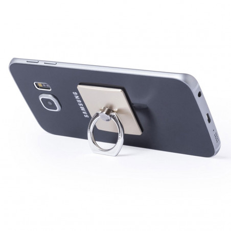 Supporto per cellulare con adesivo presentato in una scatola di cartone e adesivo di compleanno personalizzato