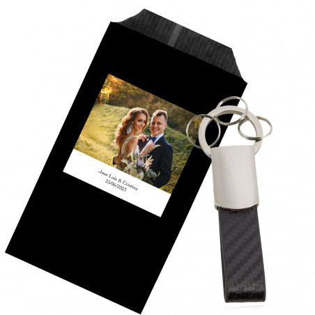 Portachiavi con vari portachiavi con presentazione regalo e adesivo per foto di nozze