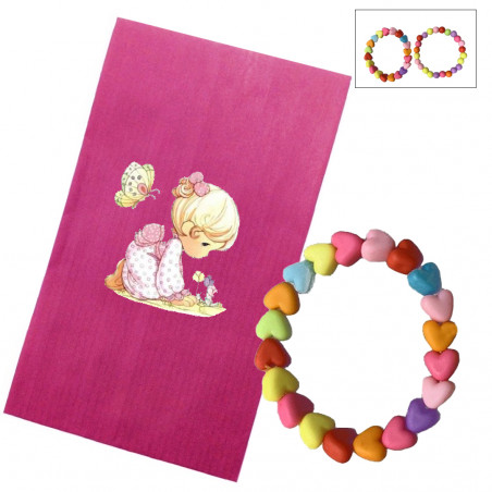 Braccialetti per ragazze con perline colorate in busta regalo rosa
