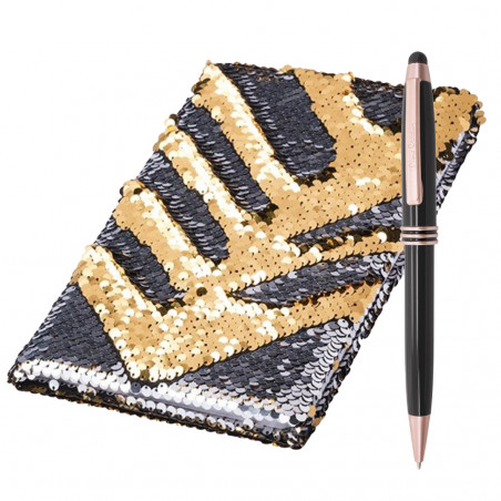 Taccuino con paillettes reversibili Pierre Cardin e penna