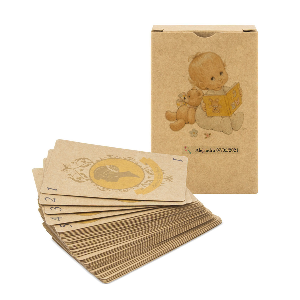 Mazzo di carte personalizzato con adesivi per il battesimo