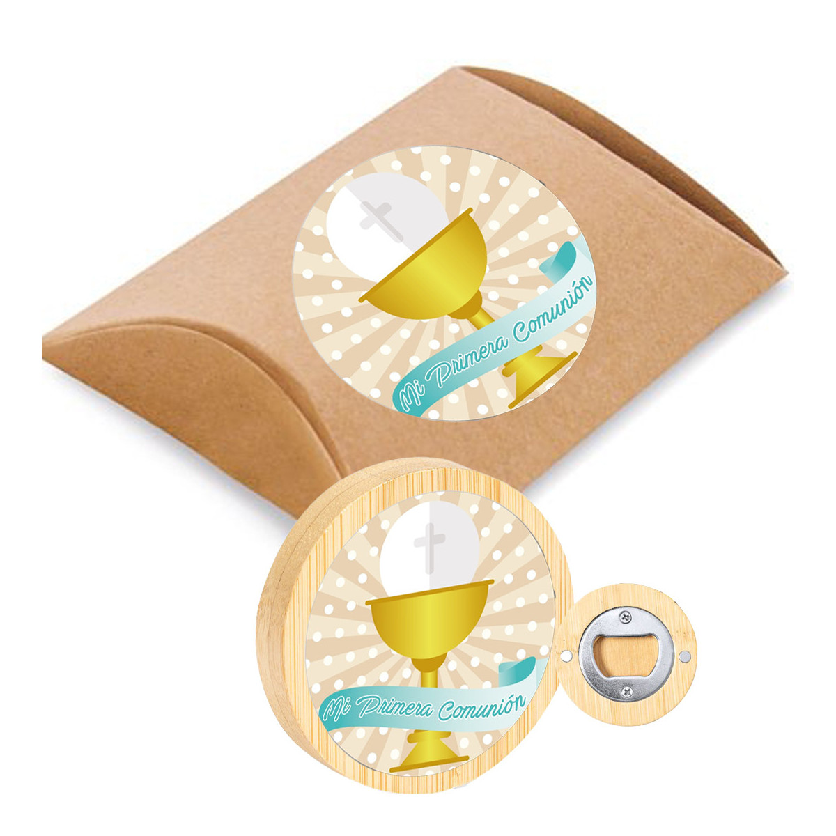 Apribottiglie con magnete decorato per comunione