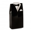 Elegante portachiavi da uomo in confezione regalo dal design smoking e adesivo nuziale personalizzabile