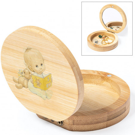 Piccolo portagioie a specchio con adesivo personalizzato per bambino