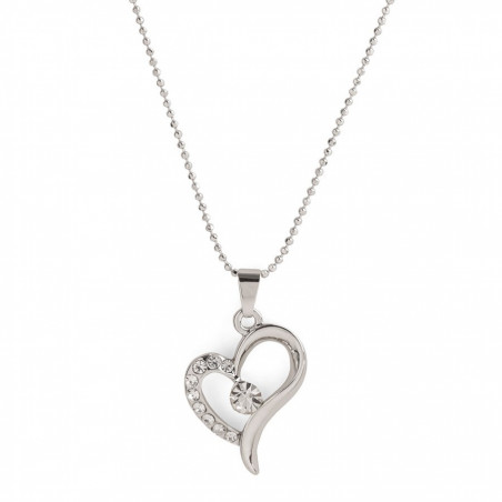 Ciondolo a forma di cuore e diamanti in sacchetto di pelle scamosciata da regalare