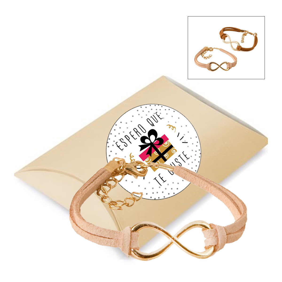 Bracciale Infinity con chiusura a catena in una scatola regalo personalizzata Secret Santa