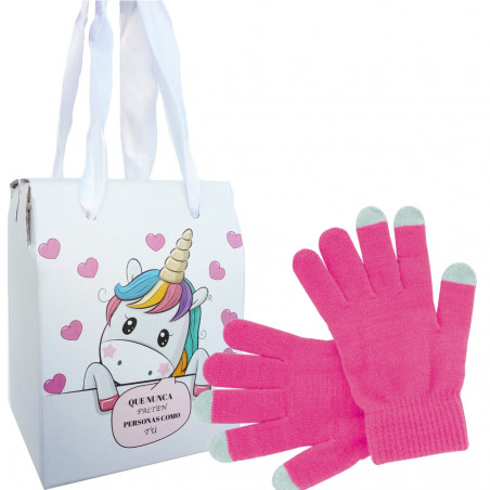 Guanti touch con speciale confezione regalo con unicorno per i regali degli amici
