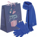 Guanti tattili e sciarpa in pile in busta di carta come regalo unisex e per adolescenti