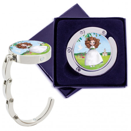 Appendino pieghevole per borse in una scatola regalo con un adesivo da 3 cm per un'immagine personalizzata