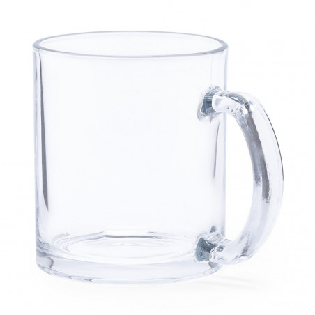 Tazza di vetro con manico con adesivo per dettagli di nozze