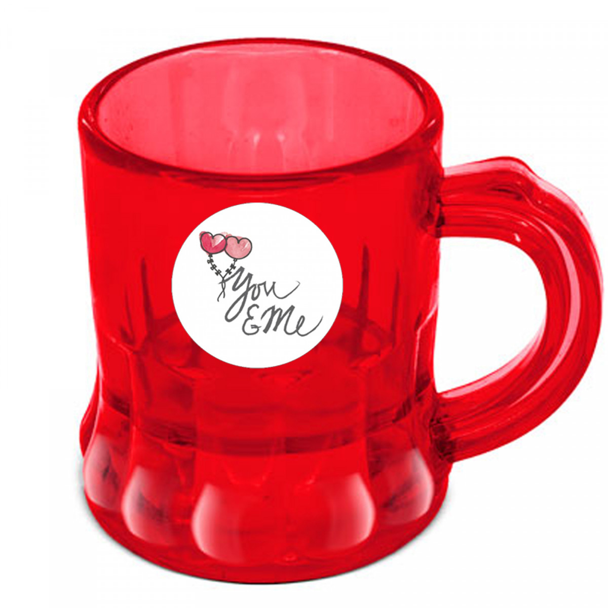 Bicchierino da shot rosso trasparente a forma di boccale di birra come regalo unisex personalizzato per San Valentino