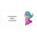 Adesivo rettangolare personalizzato per bambina supereroina con nome e data