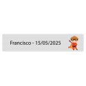 Adesivo rettangolare trasparente 5 x 1 supereroe personalizzato con nome e data