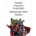 Adesivo personalizzato con nome dell'invitato e frase di ringraziamento. design avengers