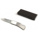 Coltello tascabile in argento in scatola nera con adesivo personalizzato