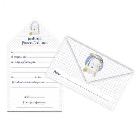 Blister 10 invito di Comunione originale bambino a forma di busta pieghevole