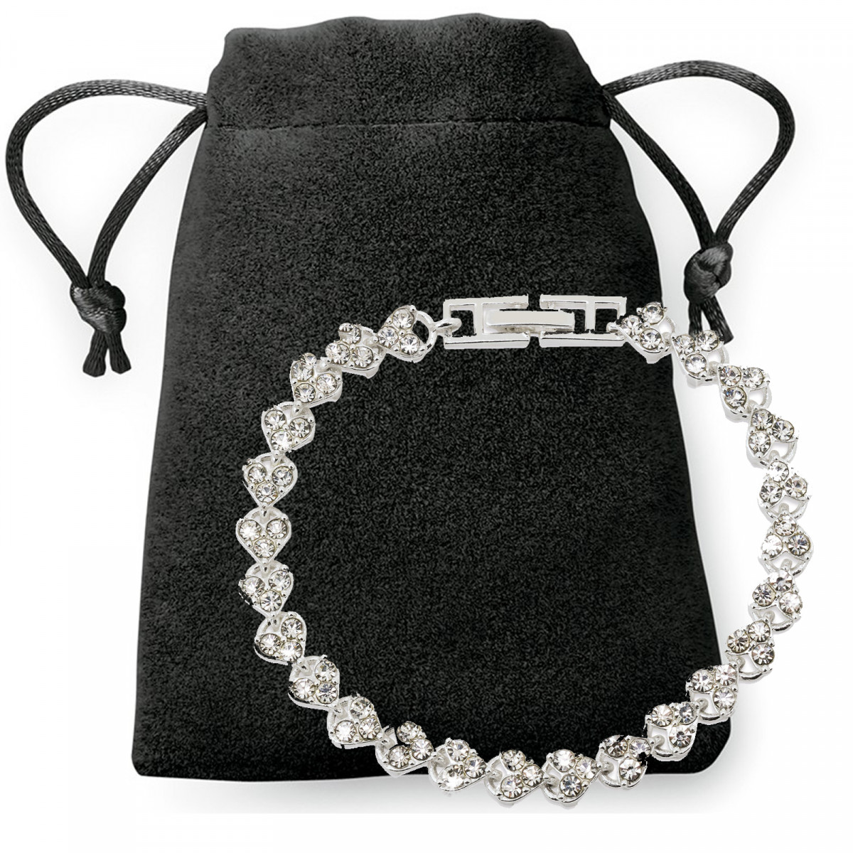 Bracciale di alta gioielleria in borsa di pelle scamosciata nera