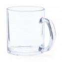 Tazza di vetro con manico e adesivo per comunione