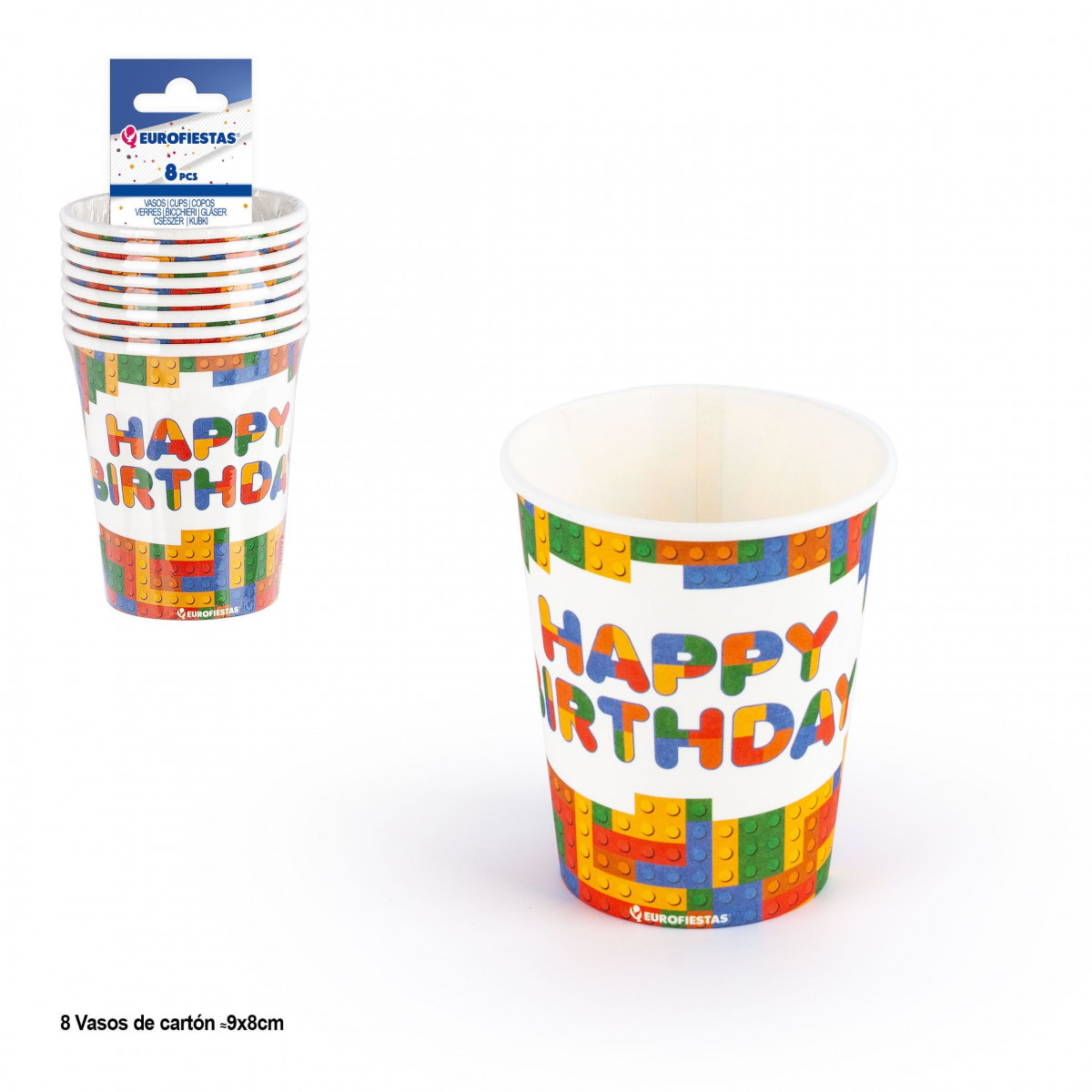 Confezione da 8 bicchieri compleanno usa e getta