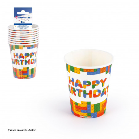 Confezione da 8 bicchieri compleanno usa e getta