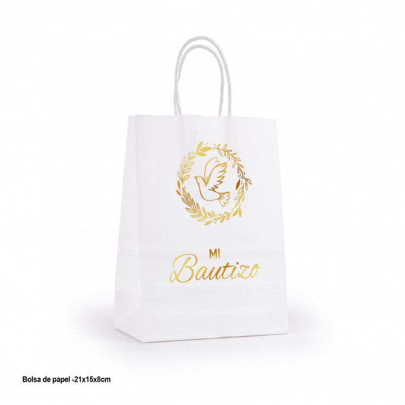 Borsa di carta bianca per battesimo