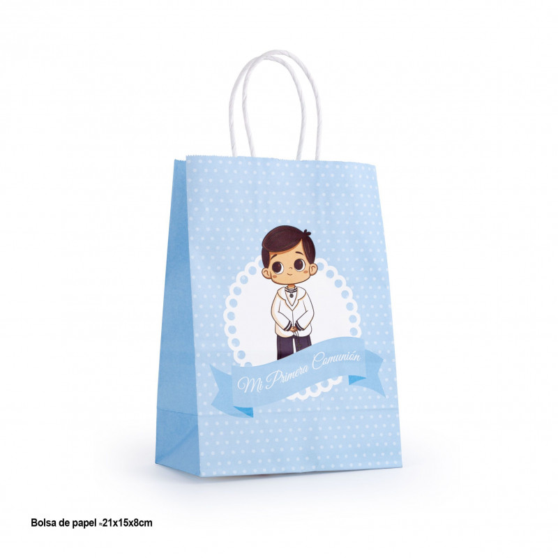 Borsa di carta per la prima comunione in blu
