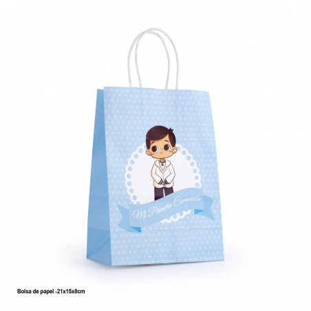 Borsa di carta per la prima comunione in blu