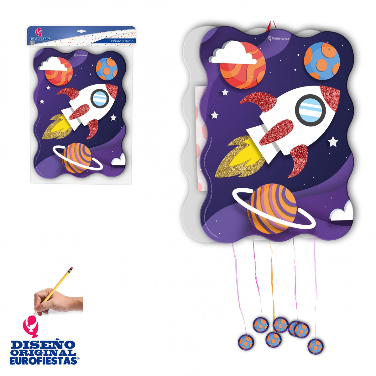 Pignatta nave spaziale con glitter